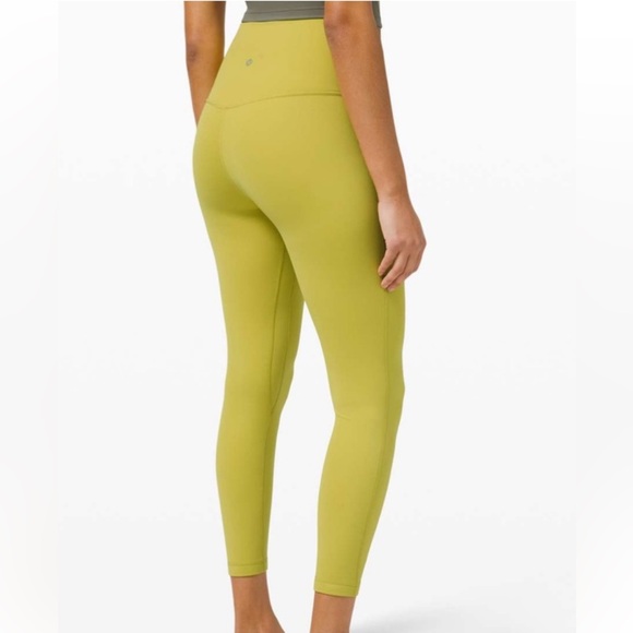 LULULEMON ALIGN HIGH RISE 25” LEGGINGS YELLOW PEAR COLOR WAIST 14” SIZE 10 NWT - Picture 1 of 5